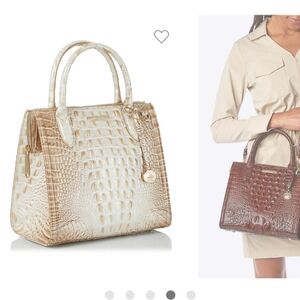 Brahmin Small Caroline Embossed Satchel- Pristine